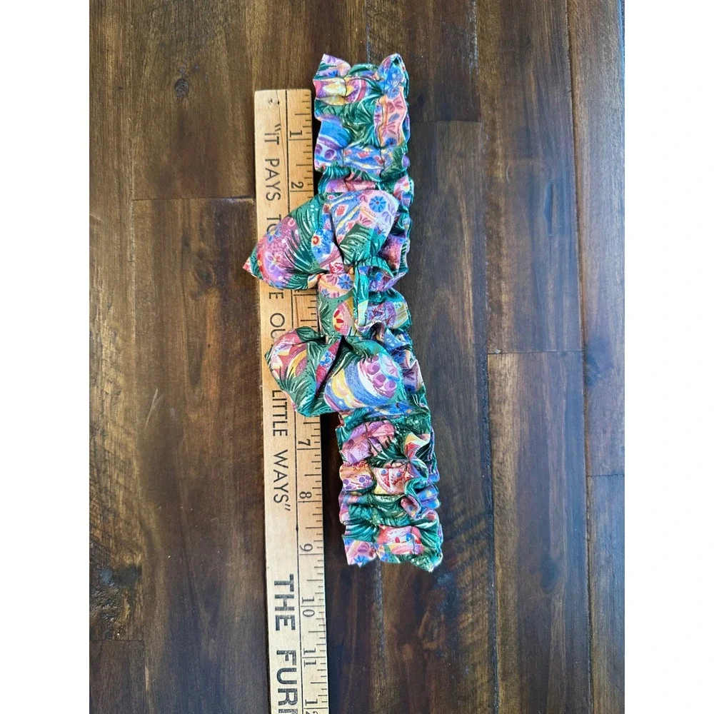 Longaberger Floral Easter Egg Basket Garter Ruffled Bow Accessory Green Pink